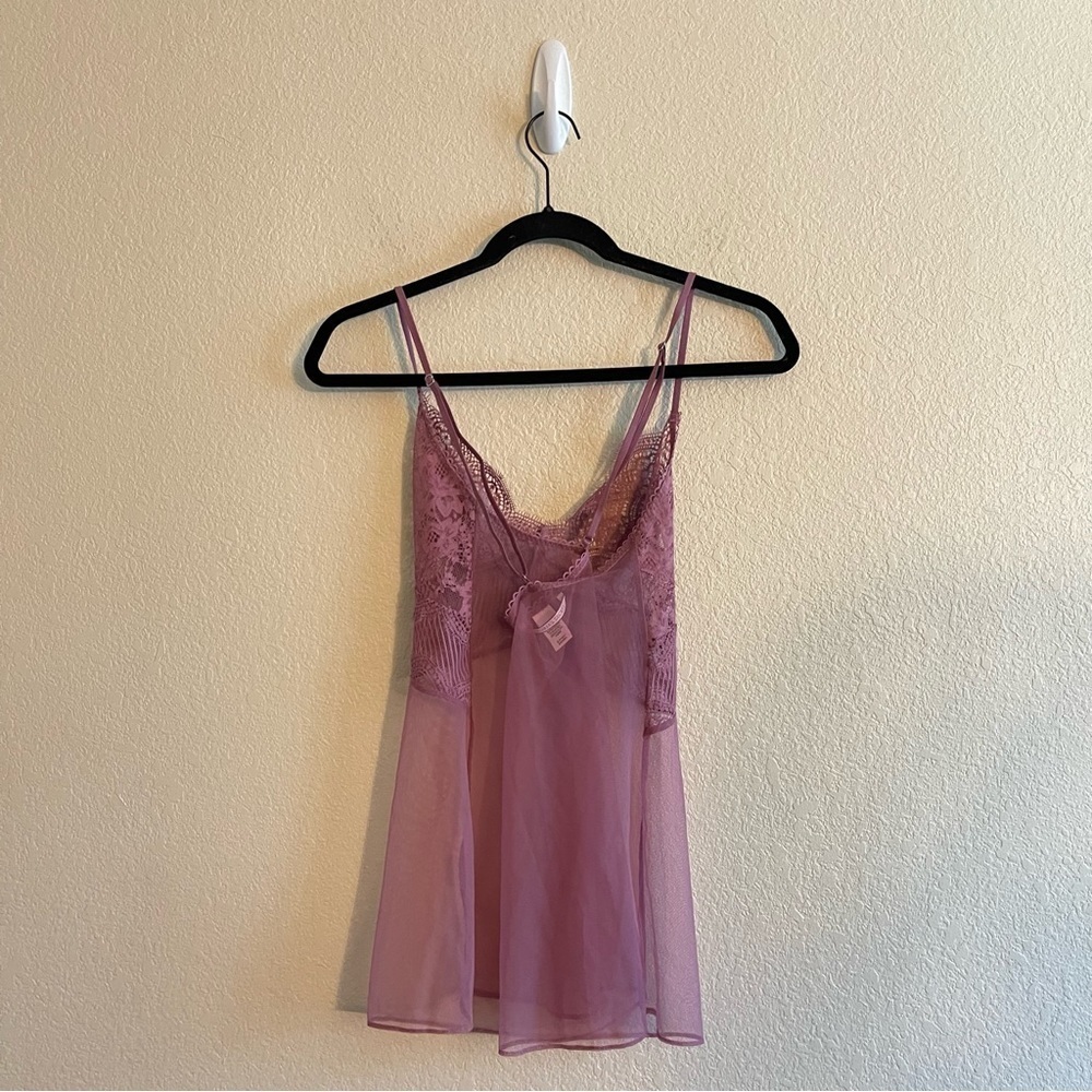 VICTORIA'S SECRET Lace Mauve Mesh Babydoll Top Women's Size Small - Picture 2 of 10